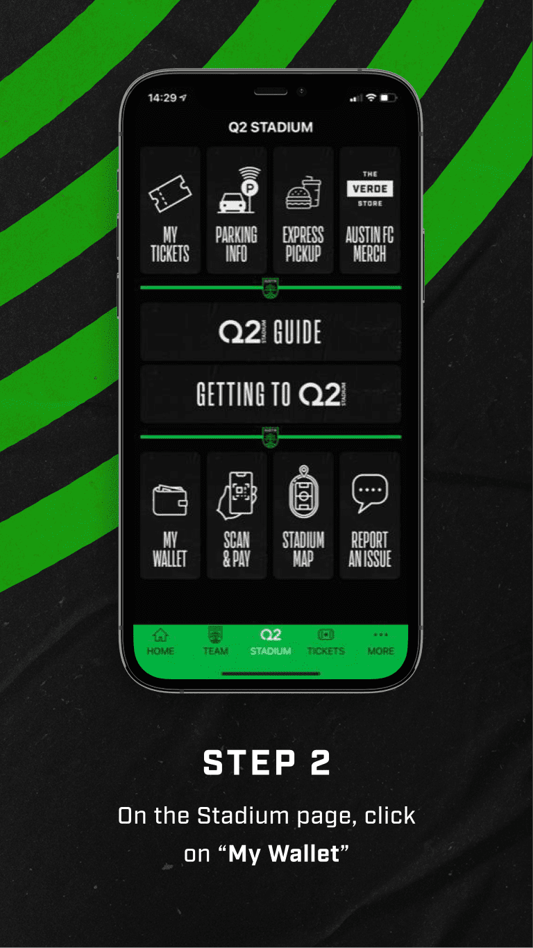 Step 2 - On the Stadium page, click on 'My Wallet'