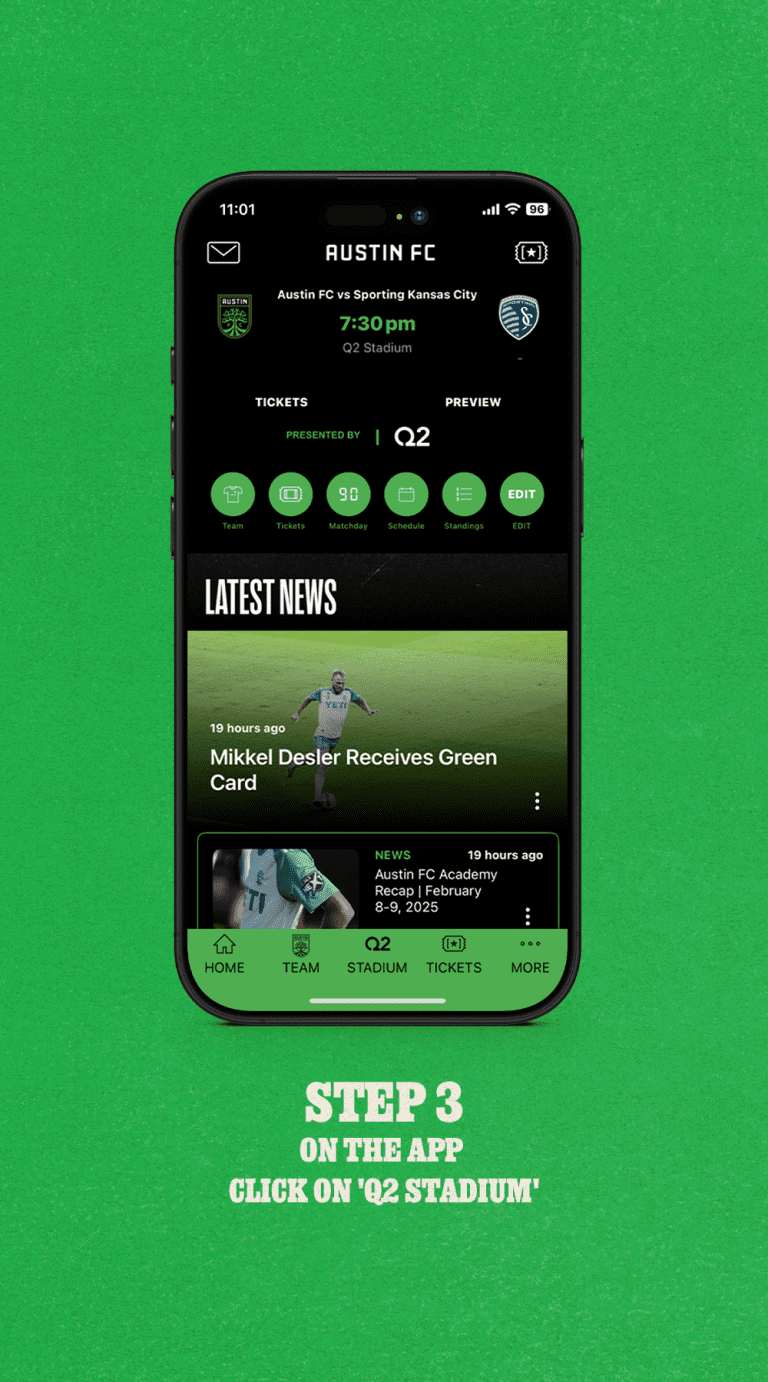 Step 3 - On the app, click on 'Q2 Stadium'