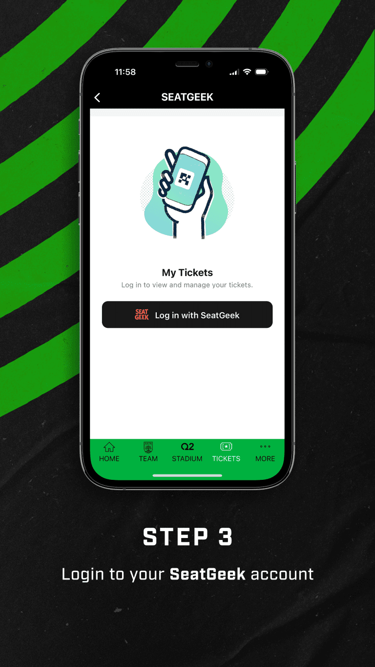 Step 3 - Login to your SeatGeek account