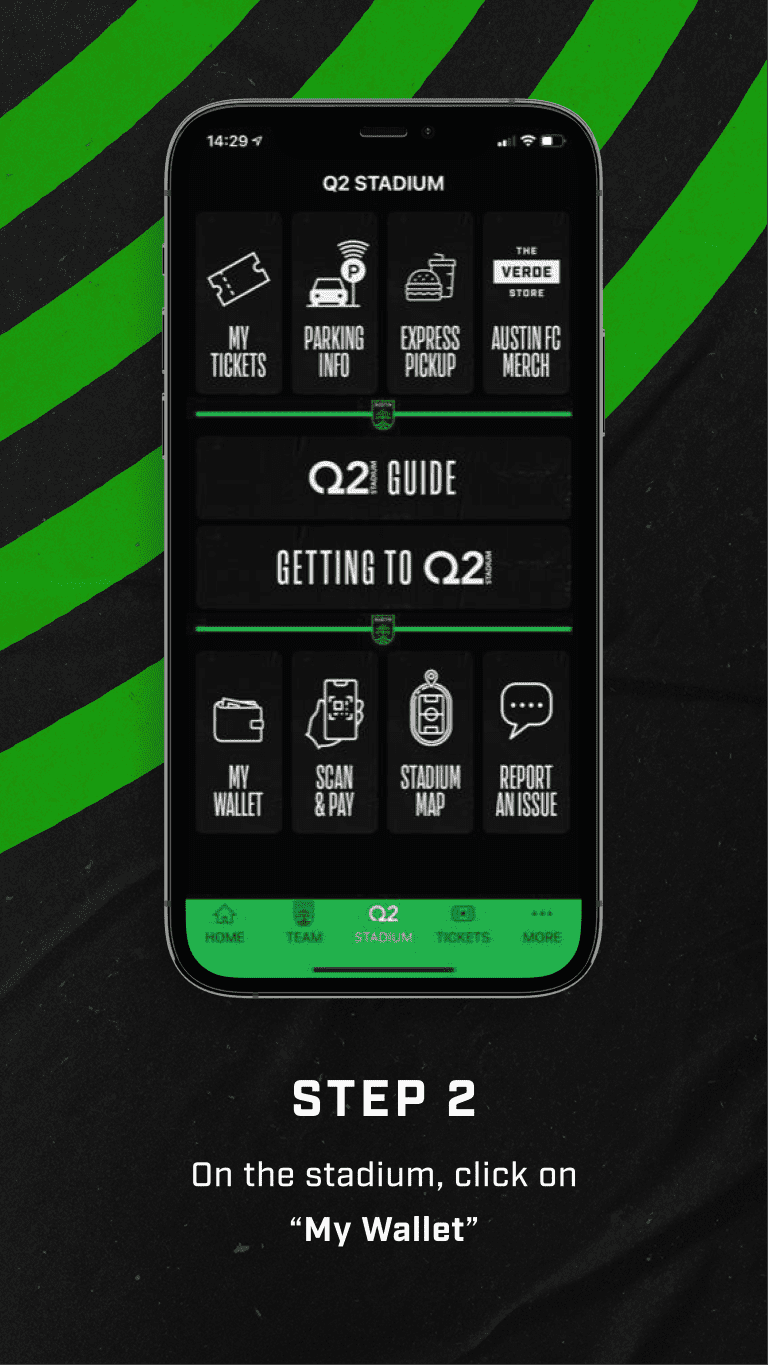 Step 2 - On the stadium, click on 'My Wallet'