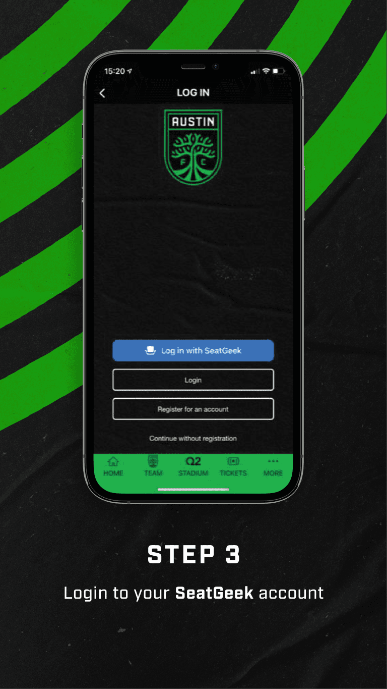 Step 3 - Login to your SeatGeek account