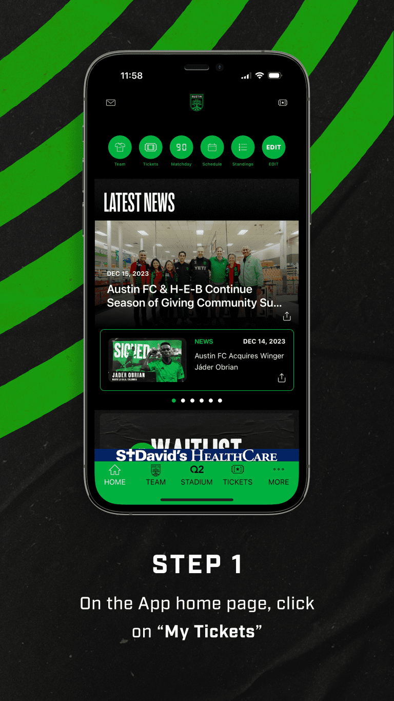 Step 1 - On the app homepage, click on 'My Tickets'